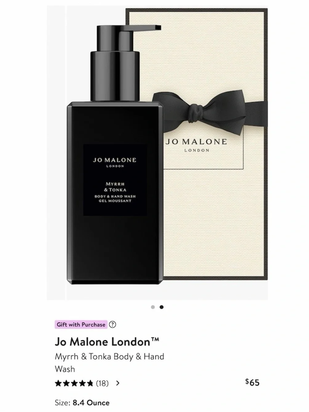 Jo Malone body hand wash Empty Bottle 250ml